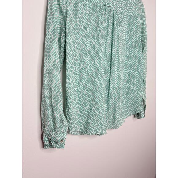 Anthropologie Maeve Rochelle Print Button Up Shirt Size 6 Green - Picture 10 of 11